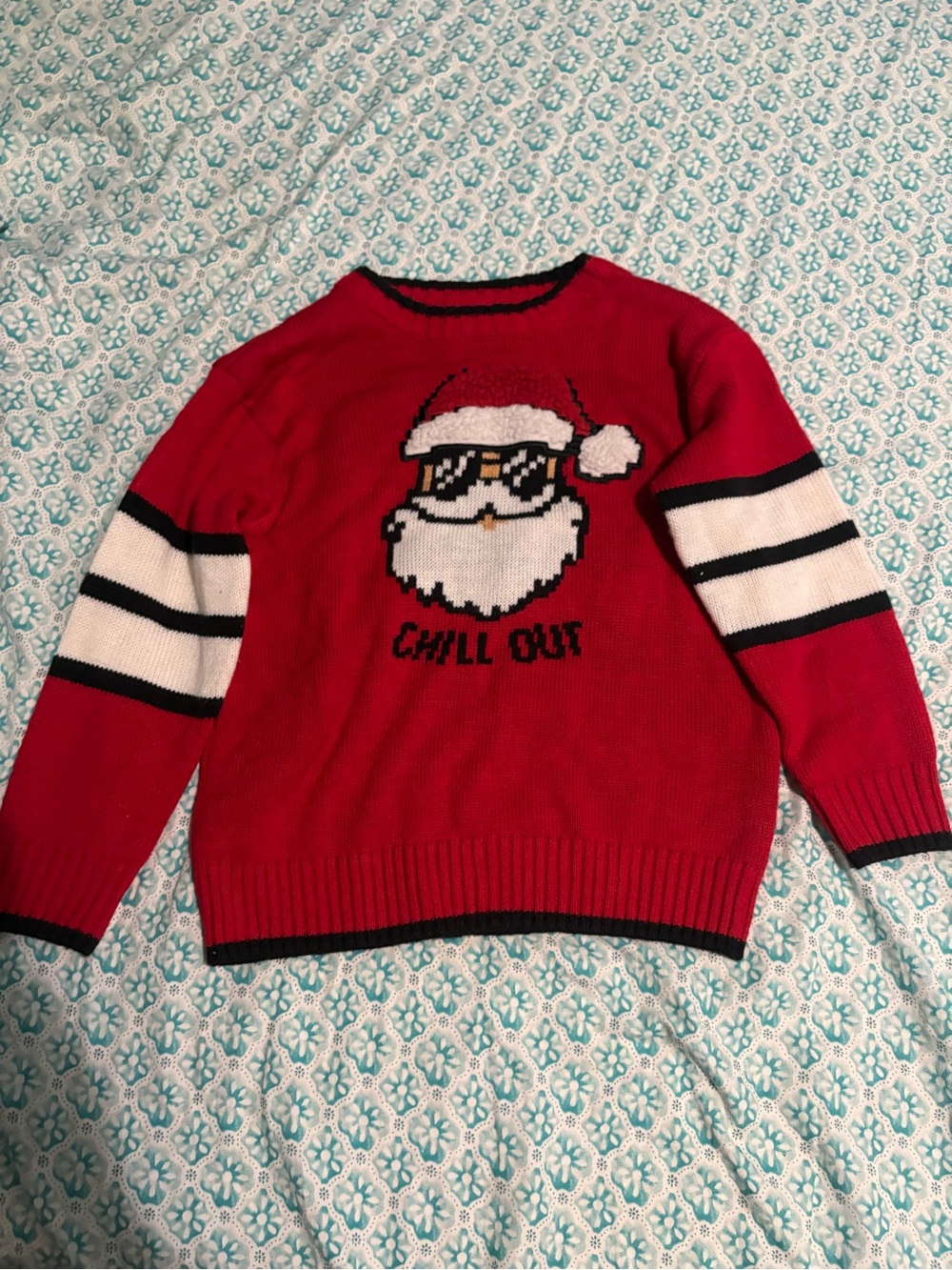 Holiday Time Red Santa 'Chill Out' Crewneck Sweater - kids 6/7